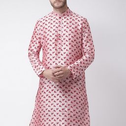 DEYANN Men Pink & Maroon Printed Straight Kurta-picture-36