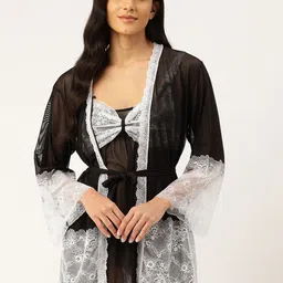 Ms.Lingies Net Baby Doll With Robe & Thongs-image-87