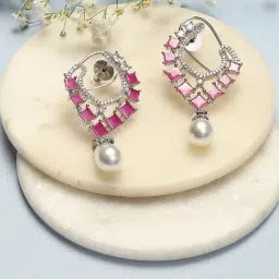 Biba Pink Brass Drop Earrings for Women-picture-17
