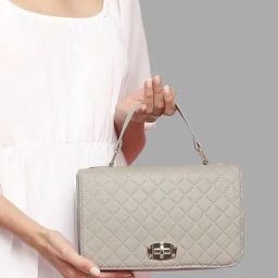 Lavie Aten Grey Textured Medium Satchel Handbag-image-2