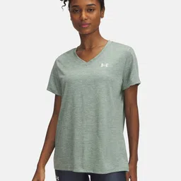UNDER ARMOUR Brand Logo Detail V-Neck Twist Effect Loose Fit Tech Training T-shirt-image-75