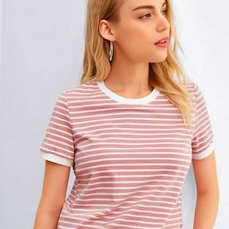 Dream Beauty Fashion Women Striped Round Neck T-Shirt-picture-38