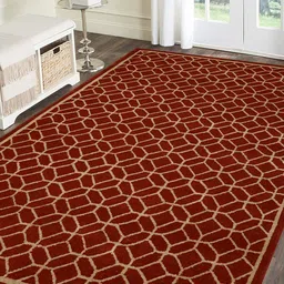 PRESTO Orange & Beige Printed Hand-Tufted Anti-Skid Woolen Carpet-16