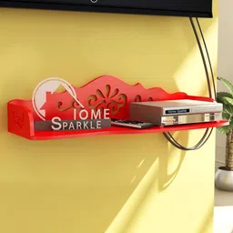 Home Sparkle Red Carved Wall Shelf-46