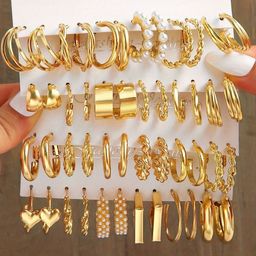 DressBerry Set Of 24 Gold-Plated Alloy Hoop Earrings-picture-42