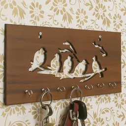 eCraftIndia Brown Birds Theme Wooden Key Holder-image-64