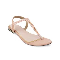 Wet Blue Women Nude-Coloured Solid Open Toe Flats-image-84