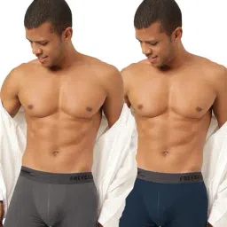 Freecultr Smoke Grey & Prussian Blue Comfort Fit Trunks - Pack of 2-picture-28