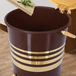 Kuber Industries Black & Brown 2 Pcs Striped Pedal Dustbin 10 L Each-16