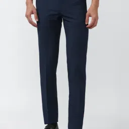 Van Heusen Navy Slim Fit Checks Trousers-image-93