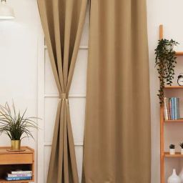 Ariana Zebra Solid Beige Polyester 7 ft Door Curtain-image-97