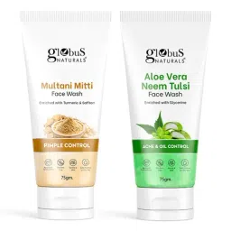 Globus Naturals Multani Mitti & Aloe Vera Neem Tulsi Face Wash Combo-image-89