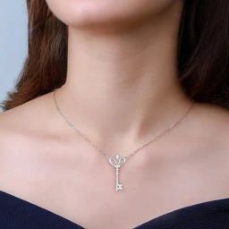 GIVA 92.5 Sterling Silver Regal Key Necklace for Women-picture-35
