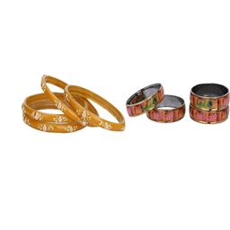 Somil Elegant Combo Glass Bangle Set | Handmade Traditional Chudi For Women | Perfect For Daily & Occasion Use, Combo of 2 Set, Yellow, Multicolor-image-89