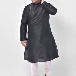 DEYANN PLUS Men Black Dupion Silk Kurta-52