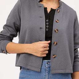 Dressberry Striped Mirage Stand Collar Jacket-image-69
