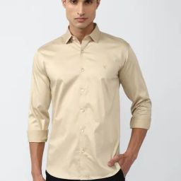 V Dot Beige Slim Fit Shirt-image-76