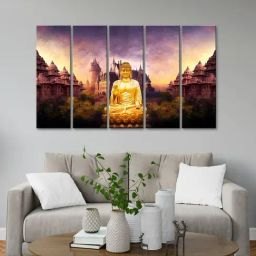 999Store Printed Brown MDF 5 Panels Wall Art-33