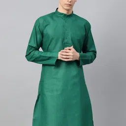 SOJANYA Men Green Solid Straight Kurta-picture-25