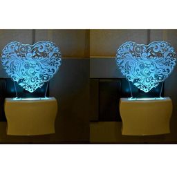 SOMIL Set of 2 3D Illusion Effect Multicolour Heart Printed Led Night Lamp-image-84