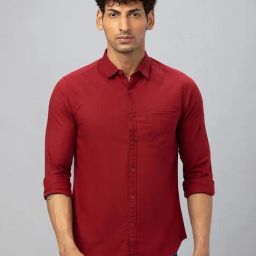 Globus Maroon Regular Fit Cotton Shirt-image-42