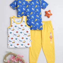 Bumzee Kids Multicolor Printed T-Shirts (Pack Of 2) with Pyjamas-picture-16