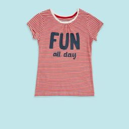 Pantaloons Junior Red & White Cotton Striped T-Shirt-image-67