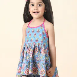 Sangria Girls Floral Printed Pure Cotton Halter Neck Empire Top-picture-30
