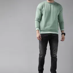 Roadster Men Green Solid Sweatshirt-image-92