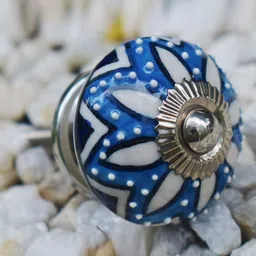 The Decor Mart Set Of 6 White & Blue Ceramic Decorative Knobs-35
