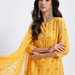 Anouk Women Ethnic Motifs Printed Pure Cotton Kurta with Trousers & Dupatta-12