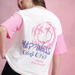 DressBerry Graphic Printed Drop-Shoulder Sleeves Oversized T-shirt-picture-15