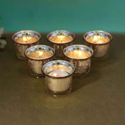 HOSLEY White Glass Tea Light Votive Candle - Set of 6-13