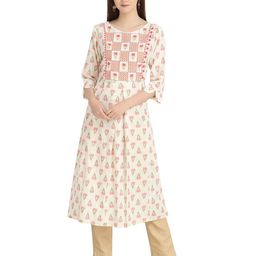 Inara Robes Floral Printed Round Neck Cotton Straight Kurta-image-31