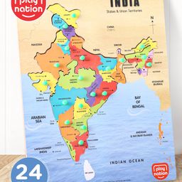 PlayNation India Map Wooden Pegged Puzzle - 24 Pieces-11