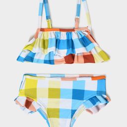 Mi Arcus Baby Girl Sleeveless Checkered & Frill Detailed Two Piece Swimsuit Multi Colour-image-24