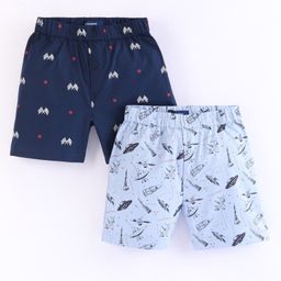 Honeyhap Premium 100% Cotton Woven Boxers Space Print Pack of 2 - Navy Blue & White-image-88