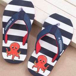 Cute Walk by Babyhug Slip-On Striped Flip Flops Octopus Print - Blue-picture-1