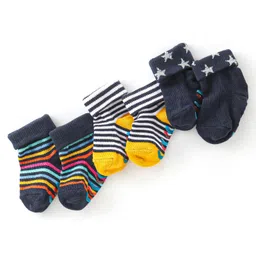 Cute Walk by Babyhug Non Terry Anti Bacterial Anti Skid Ankle Length Socks Striped Pack Of 3- Multicolor-picture-26