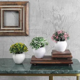 Foliyaj Artificial Mini Bush with White, Yellow and Pink Leaves-Combo of 3-picture-6