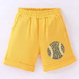 Taeko Single Jersey Knit Above Knee Length Baseball Graphic Shorts - Mustard Yellow-picture-17