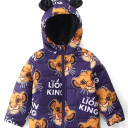 Babyhug Disney Woven Full Sleeves Hooded Padded Jacket With Lion King Graphics & Ears Applique - Purple-image-68
