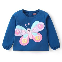 Babyhug Cotton Knit Full Sleeves Top with Butterfly Embroidery - Navy Blue-picture-14