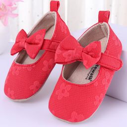 Cute Walk by Babyhug Velcro Closure Floral Printed & Bow Applique Ballerina Booties - Red-image-9