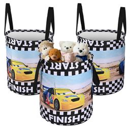 Kuber Industries Pack of 3 Foldable 45L Toys Organizer for Kids Room - Soft Toys Storage Bag/Basket/Container with Handles | Disney Cars - Multicolor-17
