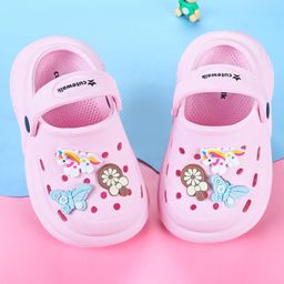 Cute Walk by Babyhug Back Strap Closure Clogs with Unicorn Floral & Butterfly Applique - Light Pink-image-24