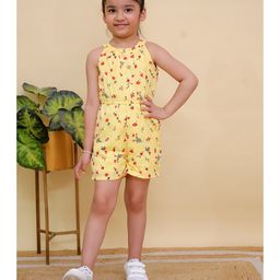Junitos Sleeveless Floral Printed Jumpsuit - Yellow-image-47