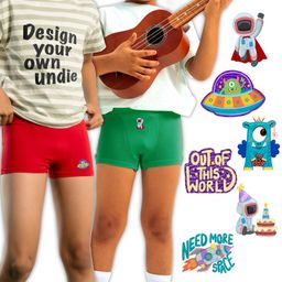 THE COVER UP PROJECT Modal Knit Pack Of 2 Solid Boxers With Space Theme Iron Prints - Red & Green-image-11
