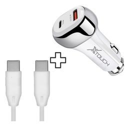 XTOUCH 38 W Qualcomm 3.0 Turbo Car Charger 2 Port Fast Car Charger Type C and USB Output- White image 2