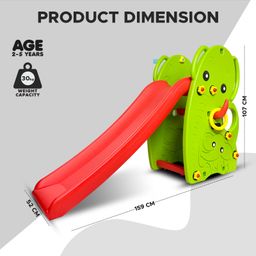 Toyplus 2 in 1 Elephant Slide with Basket Ball Hoop - Green and Red image 3